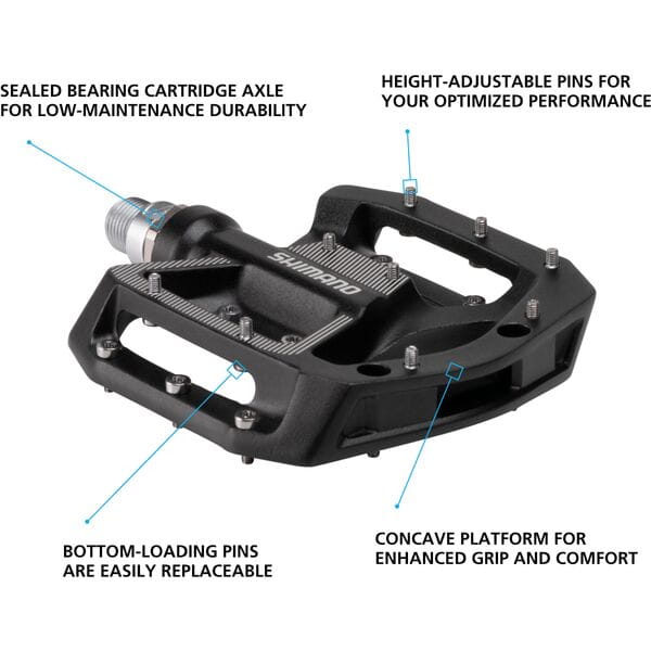 Shimano MTB flat pedals, black